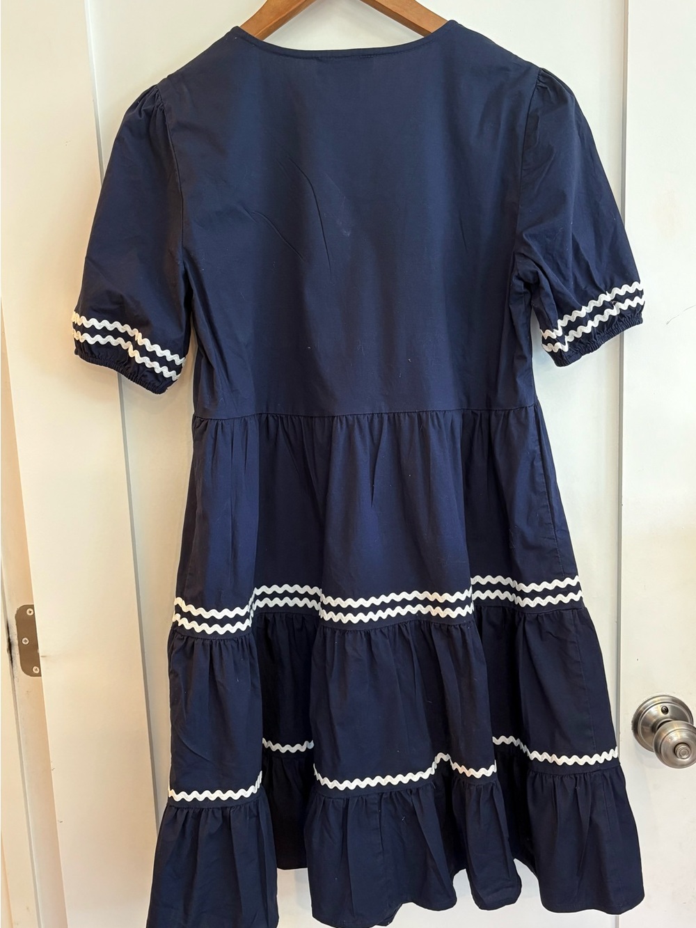 Cynthia Rowley Coastal Nautical Tiered Dress Rickrack Trim Small - Picture 3 of 10